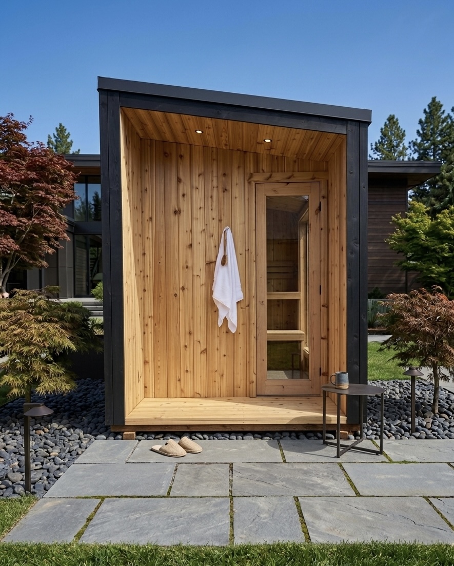 Alderwood custom sauna — Custom Modern sauna with cedar porch.jpg