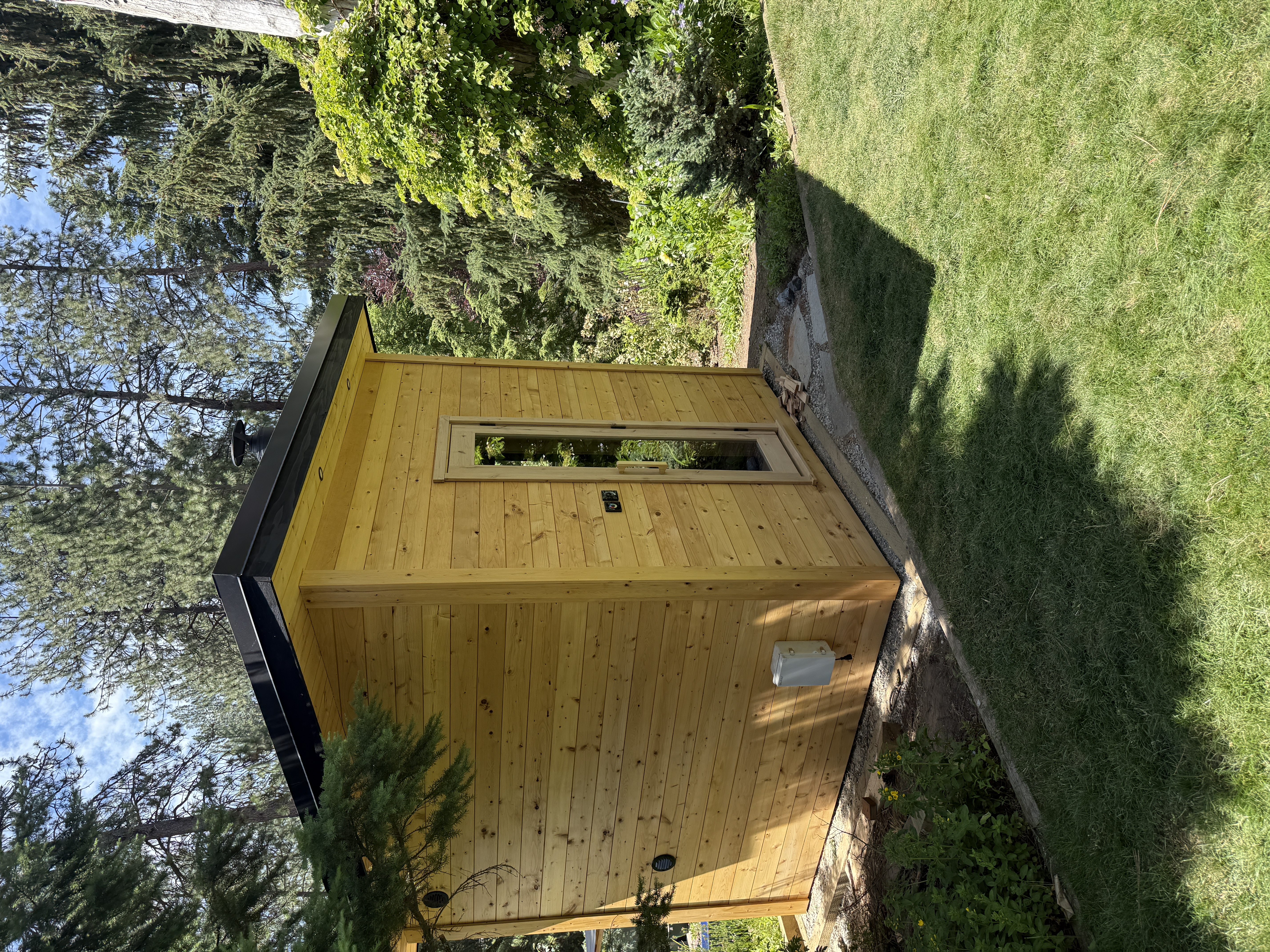 Cabin custom sauna — custom cabin sauna with hemlock siding.JPG