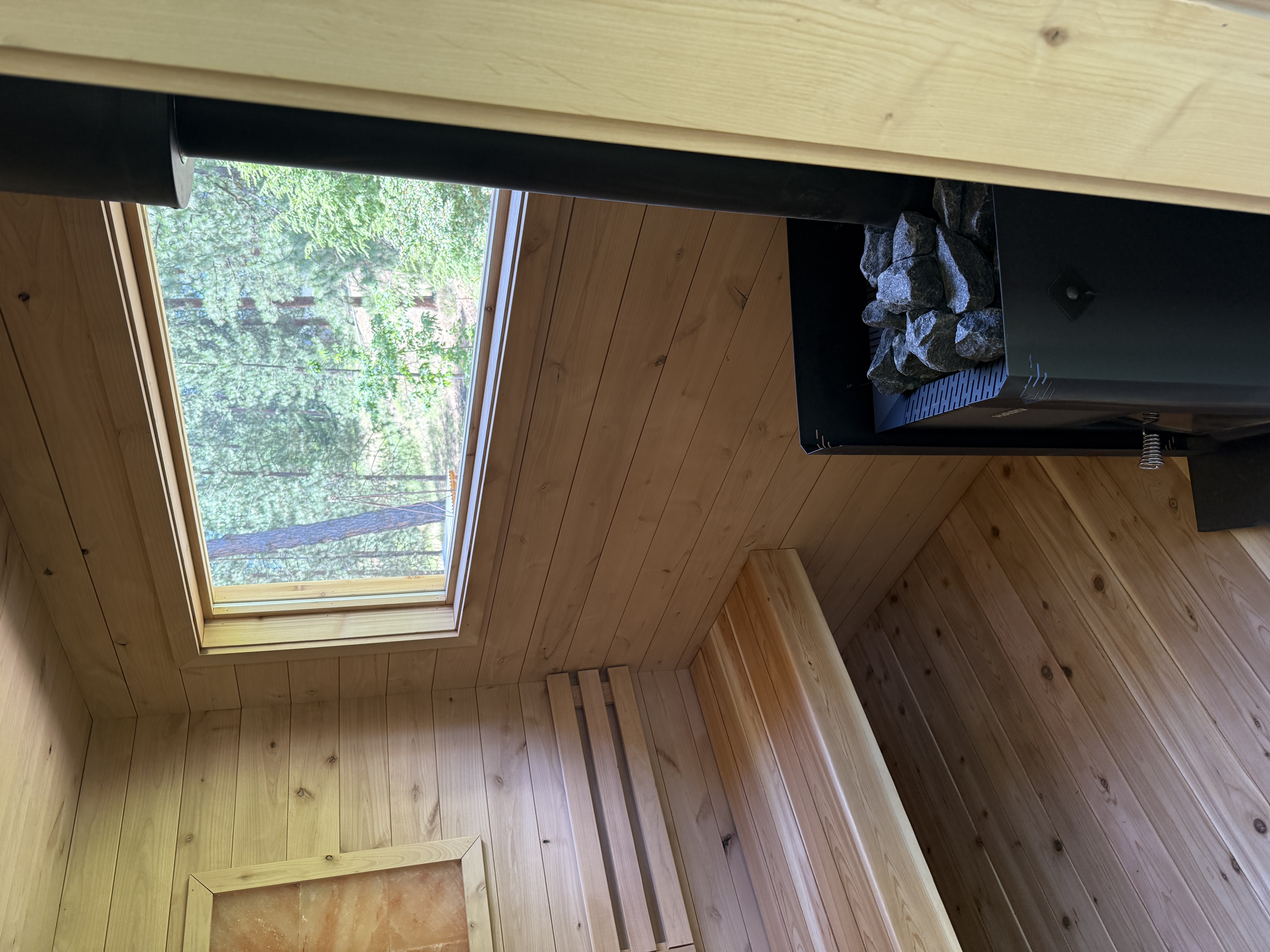 Cabin custom sauna — custom cedar window.JPG